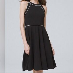 White House Black Market retro style black and white sleeveless dress (L)